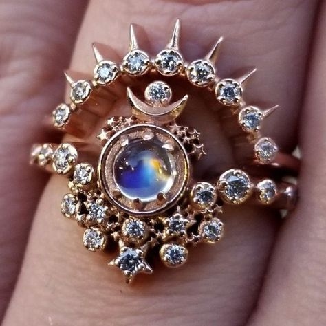 sosuperawesome: Swank Metalsmithing on Etsy | Moon Rings, Glamour Jewelry, Custom Wedding Band, Jewelry Wedding Rings, Ring Ideas, Wedding Rings Vintage, Dream Ring, Dream Jewelry, Vintage Jewellery