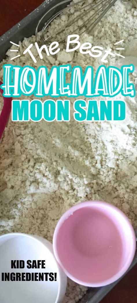 Moonsand Recipe, Homemade Cloud Dough, Moon Sand Recipe, Cloud Dough Recipe, Sand Recipe, Cloud Dough Recipes, Homemade Moon Sand, Diy Moon Sand, Sand Dough