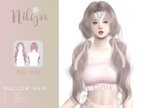 The Sims Resource - MALLOW HAIR (Patreon) Zepeto Character Ideas, Alpha Girl, Mod Hair, The Sims 4 Download, Female Hair, Kawaii Hairstyles, All Hairstyles, Los Sims, Sims 1