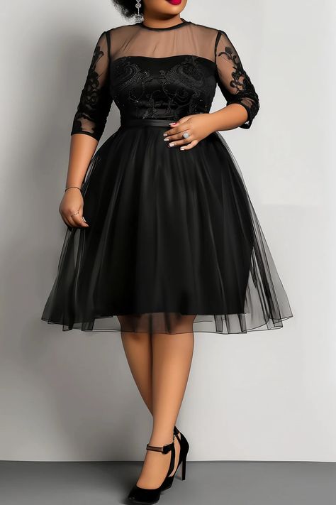 Black Plus Size Wedding Dress, Semi Formal Wedding Attire, Cocktail Attire For Women, Black Plus Size Dress, 2024 Wardrobe, Anniversary Outfit, Dinner Gowns, Winter Tips, Summer Tips