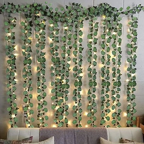 GTIDEA 12 Pack 82 Ft Artificial Ivy Garland Fake Silk Vines Leaf Garland Faux Hanging Vine Plant for Home Outdoor Garden Wedding Room Party Ivy Wall Decor Ivy Wall Decor, Golf Theme Party, Green String Lights, Ivy Garland, Outdoor Garden Wedding, Ivy Wall, Jungle Theme Parties, White String Lights, Ivy Vine