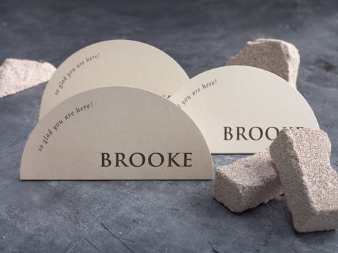 Welcome to our chic wedding stationery collection! Discover elegance with our Half Circle Place Cards, featuring modern script and minimalist design. Each card boasts an arch cut for a unique touch. Make your guests feel special with these stylish name cards. Perfect for adding a touch of sophistication to your wedding celebration! SPECIFICATIONS Guest Name Place Cards: Premium Matte Coated Card Stock 300gsm DIMENSIONS Diameter: 16cm (6.3"), half size is 8x16cm (3.2x6.3") DETAILS Single-Sided - Circle Place Cards, Ivory Wedding Invitations, Grey Wedding Invitations, Navy Blue Wedding Invitations, Emerald Green Weddings, Business Invitation, Burgundy Wedding Invitations, Name Place Cards, Blush Wedding Invitations