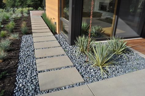 Modern Front Yard, Stone Walkway, Modern Landscape Design, Modern Garden Design, Stone Path, Landscape Garden, Have Inspiration, Landscape Plans, Landscaping Tips