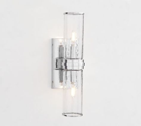 Frey Lighting Collection | Pottery Barn Beach Bathroom, Construction Crafts, Bathroom Sconces, Bathroom Decorating, Modern Baths, Bath Light, Bathroom Light Fixtures, Elegant Bathroom, Candelabra Bulbs