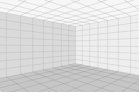 Grid perspective white room corner with ... | Premium Vector #Freepik #vector #background #frame #abstract #technology Room Reference Art, Room Corner Drawing Reference, Drawing Room Perspective, Graphic Design Perspective, Perspective Drawing Background, Corner Perspective Drawing, Corner Of Room Drawing, Perspective Drawing Reference Room, Room Template Drawing