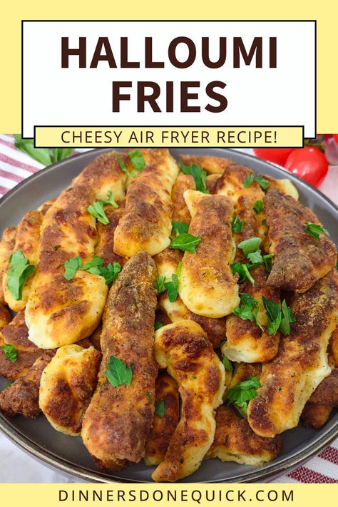 Take your snack game to the next level with these crispy Air Fryer Halloumi Fries! Perfectly seasoned and golden brown, these cheese fries are an irresistible appetizer or side dish. Made in minutes with just a handful of ingredients, they’re great for parties, game day, or as a savory treat. Dip them in your favorite sauce for the ultimate cheesy indulgence! Save this easy air fryer recipe to wow your friends and family! 🧀✨ #AirFryerSnacks #HalloumiFries #CheeseLovers Air Fryer Halloumi, Halloumi Fries, Fried Cheese Sticks, Cheese Snack, Fried Cheese, Boxed Mac And Cheese, Air Fryer Recipe, Game Snacks, Cheese Snacks