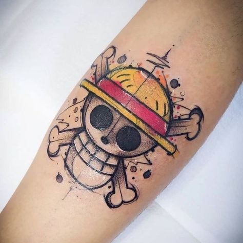 Straw Hat Pirates Luffy Sleeve Tattoo, One Piece Flag Tattoo, One Piece Tattoos Ideas, One Piece Anime Tattoo Ideas, Dbz Tattoo Ideas, Luffy Tattoo Ideas, One Piece Tattoo Ideas, Luffy Tattoo, One Piece Tattoo