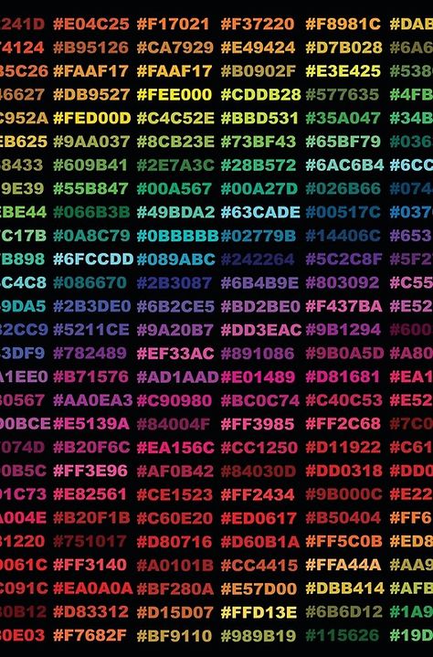 Rainbow Hex Code List Colours Of The Rainbow Dress To Impress, Rainbow Hex Codes, Rgb Code, Colour Grading, Rgb Color Codes, Hex Color, Colour Story, Hex Color Palette, Hex Codes