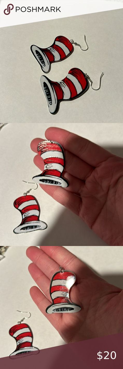 Dr. Seuss Hat Dangle Earrings Dr Seuss Hat, Dr Seuss, Dangle Earrings, Hats