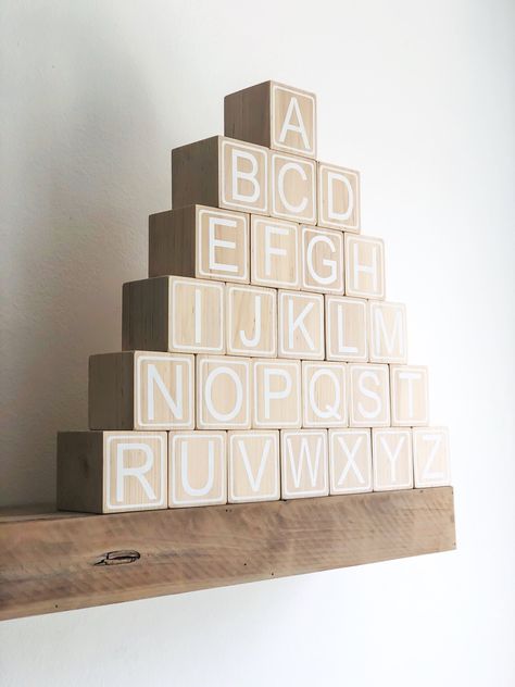 Letter Blocks Decor, Wooden Abc Blocks, Baby Age Blocks, Wooden Baby Blocks, Wooden Alphabet Blocks, Baby Name Blocks, Abc Blocks, Letter Blocks, Montessori Baby Toys