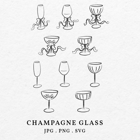 Champagne Glasses Illustration, Hand Drawn Birthday Invitations, Hand Drawn, Doodle Wedding, Cake Icon, Wedding Icon, Hand Drawn Wedding, Flute Glass, Love Illustration