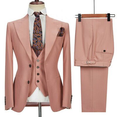 Coral Suit Men, Marriage Suits, Mens 3 Piece Suits, Business Casual Suit, Stylish Mens Suits, Buckle Pants, Double Breasted Waistcoat, Suits Men, Wedding Costume