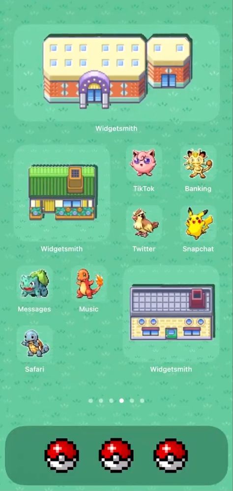 Pokemon pikachu bulbasaur squirtle 00s y2k 8bit pixel IOS 14 Home Screen Idea / Inspiration / Layout / Aesthetic - NOT MINE - dm @.alesnalex on instagram for customized app icons! Pokemon Widgetsmith, Pokémon App Icon, Pokemon Homescreen, Pokemon Lock Screen, Theme Homescreen, Pokémon Sprites, Pokemon App, Layout Aesthetic, Theme Iphone