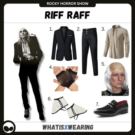 Riff Raff is, in our opinion, one of the best characters of Rocky Horror Picture Show and we show you how to make your own cosplay with our dedicated outfit guide for men! Rocky Horror Show Outfits, Riff Raff Costume, Riff Raff Rocky Horror, Rocky Horror Picture Show Outfit, Rocky Horror Characters, Rocky Horror Picture Show Costume, Rocky Horror Costumes, Horror Costumes, Best Characters