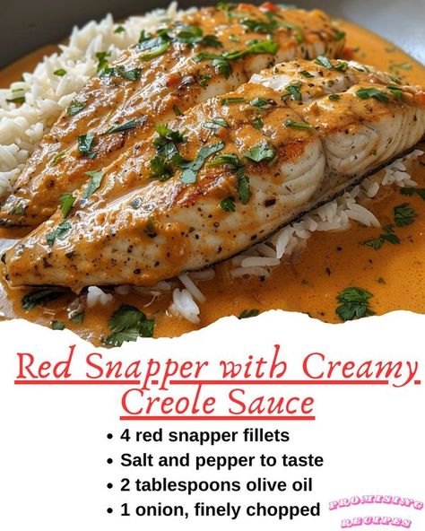 Red Fish Recipes, Sweet Heat Sauce Recipe, Red Snapper Filet Recipes, Snapper Filet Recipes, Red Snapper Fillet, Red Snapper Recipes, Snapper Recipes, Creole Sauce, Cod Fish Recipes