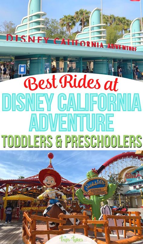 Visiting Disney California Adventure park at Disneyland Resort with a toddlers or preschooler? Here are the top 11 rides and attractions for younger kids, with tips for shorter waits and things parents should watch out for! Disneyland With A Toddler, Disneyland Trip Planning, Disneyland Vacation Planning, Disneyland Ca, Disneyland Anaheim, Disneyland Rides, Disneyland Planning, San Diego Vacation, Disneyland California Adventure