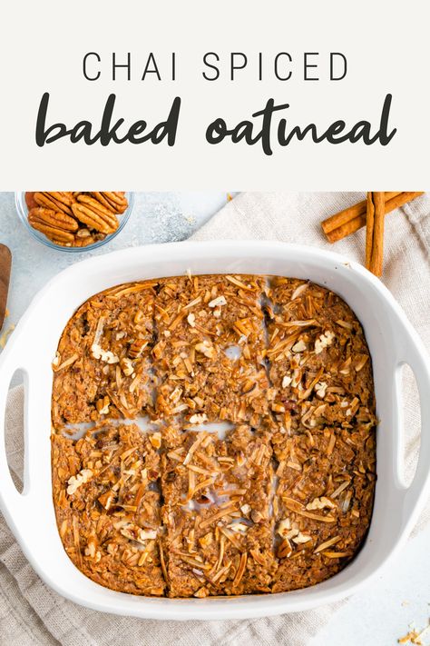 Chai Baked Oatmeal, Garden Meals, Vegan Baked Oatmeal, Mystical Garden, Cool Morning, Vegan Baked, Baked Oatmeal Recipes, Food Stamps, Protein Meals