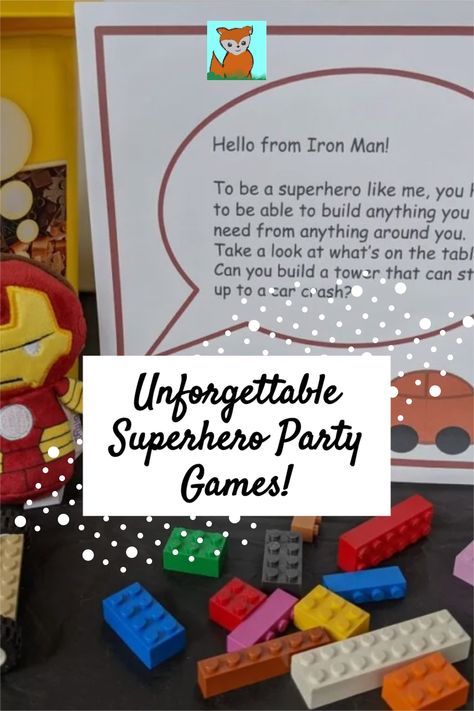 Get ready for an amazing, memorable superhero party! With super fun games and a party table buzzing with excitement, your guests will be sure to have an incredible time! Click here to check out the fun! Superhero Party Games For Adults, Super Hero Field Day, Indoor Superhero Party Games, Iron Man Party Games, Superhero Birthday Activities, Superhero Games For Party, Super Hero Training Activities, Super Hero Party Activities, Superhero Birthday Party Activities