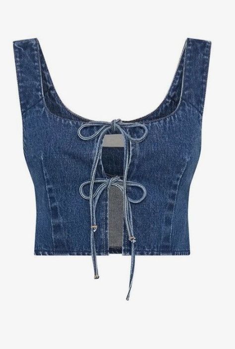 Jeans And Top Summer Outfit, Jean Top Outfit, Unique Clothing Pieces, Denim Top Outfit Ideas, Ty Myers, Denim Two Piece Outfit, Diy Denim Top, Unique Top Designs, Jeans Crop Top