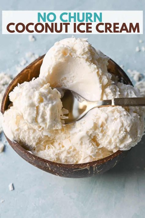 Coconut Cream Pie Ice Cream, No Churn Coconut Milk Ice Cream, Cream Of Coconut Recipes, Coconut Cream Ice Cream, No Churn Ice Cream Recipes, Coconut Ice Cream Recipe, East Dessert Recipes, Recipes With Coconut Cream, Boho Food