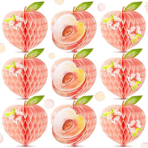 Peach Birthday Party Decorations, Table Decorations For Wedding, Peach Birthday Party, Peach Party Decorations, Kids Party Centerpieces, Halloween Theme Birthday, Peach Birthday, Paper Peach, Peach Baby Shower