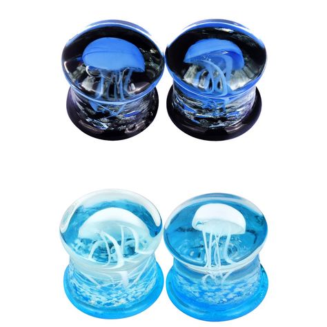 Glass Ear Plugs, Ocean Jellyfish, The Dark One, Ear Tunnels, Body Jewelry Piercing, Jewelry Accessories Ideas, Tunnels And Plugs, Ear Gauges, Ear Plugs