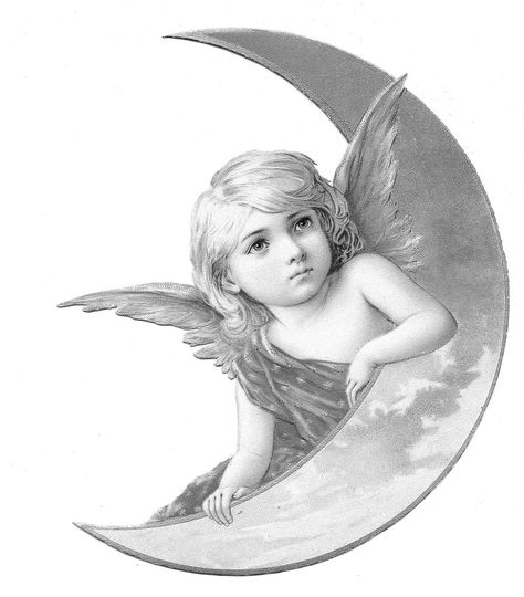 lovely moon angel Moon Angel Tattoo, Moon Angel, Angel Tattoo, Moon Tattoo, Half Moon, How To Look Pretty, Tattoo Ideas, Angel, Humanoid Sketch