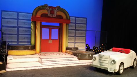 Grease Set Design, Grease Play, Grease The Musical, Musical Set Design, Malt Shop, Scenic Painting, Grease Is The Word, Grease Musical, Theatre Props