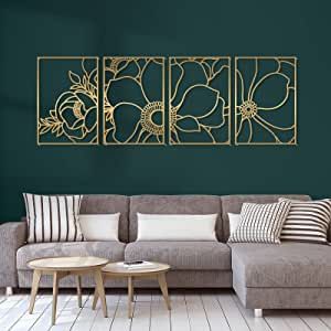 Metal Wall Flowers, Flower Wall Art Decor, Wrought Iron Wall Decor, Bathroom Gold, Flower Minimalist, Metal Flower Wall Art, Single Line Art, Black Wall Decor, Iron Wall Decor