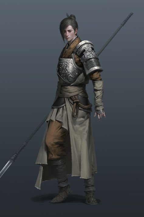 ArtStation - The Oriental Spearman, Junggeun Yoon Heroic Fantasy, Male Character, Fantasy Armor, Fantasy Warrior, Arte Fantasy, 판타지 아트, Fantasy Rpg, Fantasy Inspiration, Medieval Fantasy