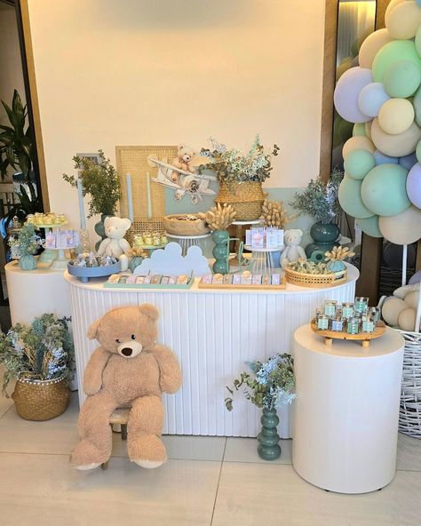 21+ We Can Bearly Wait Teddy Bear Baby Shower Ideas We Can Bearly Wait Baby Shower Boy, Bear Baby Shower Theme Centerpiece, Baby Shower Themes Bear, Can Barely Wait Baby Shower Theme, Teddy Baby Shower Theme, Teddy Bear Baby Shower Food, Earth Tone Baby Shower Ideas, Bear Baby Shower Food, We Can Bearly Wait Baby Shower Theme