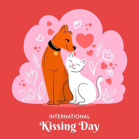 International Kissing Day, Kiss Day, Day Illustration, Vector Hand, Graphic Resources, Hand Drawn, Vector Free, How To Draw Hands, Kiss