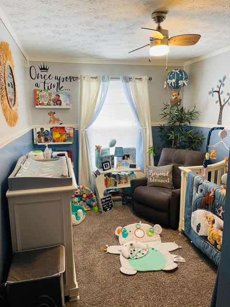 Lion King Nursery Boy, Lion King Nursery Ideas, Lion King Nursery, Disney Themed Nursery, Lion King Theme, Nursery Blue, Ariel Wedding, Baby Boy Room, Lion King Baby