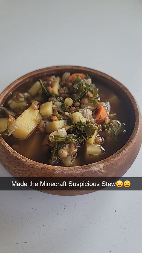 Recipe is in the Official Minecraft Cookbook!! Suspicious Stew Minecraft Recipe, Minecraft Suspicious Stew, Minecraft Recipe, Minecraft Food, Minecraft Creations, Stew, Minecraft, Diet