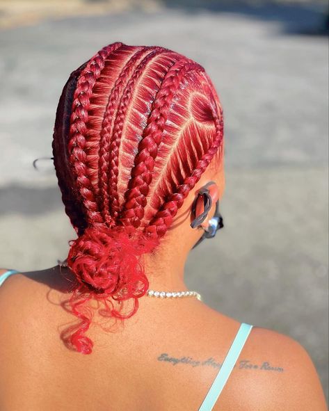 Red Braids Hairstyles, Braids Red, Red Braids, Cabello Afro Natural, Big Box Braids Hairstyles, Feed In Braids Hairstyles, Braided Cornrow Hairstyles, Braids Hairstyles Pictures, Stitch Braids