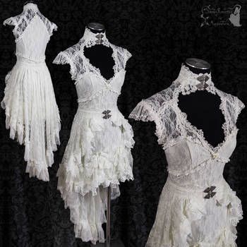 wedding dress victorian art nouveau lace goth by SomniaRomantica Wedding Dress Tulle Overlay, Goth Wedding Dresses, Vampire Dress, Victorian Wedding Dress, White Goth, Mini Wedding Dresses, Wedding Gowns With Sleeves, Diy Wedding Dress, Wedding Dresses Mermaid