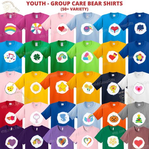 Softball Halloween Team Costumes, Care Bear Shirt, Halloween Costume Group, Halloween Softball, Team Costumes, Bear Halloween, Softball Life, Visual Merchandising Displays, Bear Costume