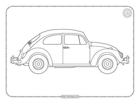 Beetle Car Tattoo, Beetle Car Drawing, Beetle Drawing, Jean Ideas, Beetle Tattoo, Cars Coloring, Logo Outline, Bug Car, Beetle Car