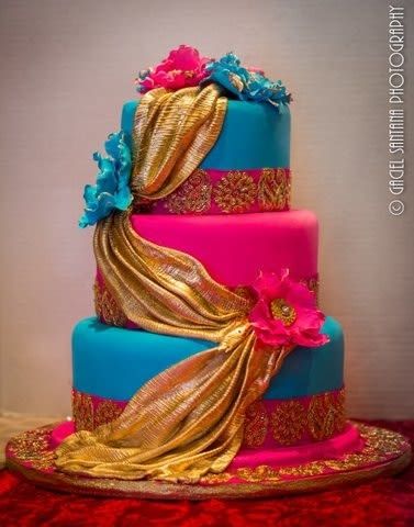 Vibrant Wedding Cake, Bollywood Cake, Mehndi Cake, Asian Cakes, Indian Cake, Jasmine Party, Vibrant Wedding, Bollywood Party, Indian Wedding Cakes