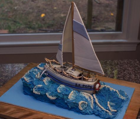 Sailboat Cake on Cake Central Sailboat Cake, Delicious Cake Ideas, Boat Cake, Nautical Cake, Sea Cakes, Christmas Cake Decorations, Summer Cakes, Nautical Party, Bento Cake