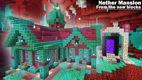 Minecraft Building Ideas Nether, Nether House, Minecraft Building Ideas, Minecraft House Ideas, Monochromatic Bedroom, Grey Headboard, Minecraft House, Minecraft Building, Minecraft Designs