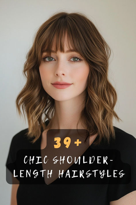 Discover simplicity with 39 easy hairstyles for shoulder-length hair. 🪞💇‍♀️ These effortless styles feature quick braids, simple buns, and no-fuss waves that you can create in minutes. Looking for easy hair inspiration? Click to see all the effortless styles! #EasyHairstyles #QuickBraids #SimpleBuns #NoFussWaves #EffortlessStyles Simple Shoulder Length Hairstyles, How To Style Shoulder Length Hair, College Haircuts, Simple Buns, Plats Hairstyles, Cute Shoulder Length Haircuts, Braids Simple, Medium Length Styles, Fall Haircuts