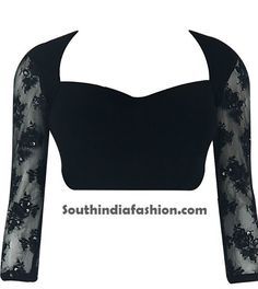 Saree Blouse Designs With Net Sleeves ~ Celebrity Sarees, Designer Sarees, Bridal Sarees, Latest Blouse Designs 2014 South India Fashion Blouse Designs With Net Sleeves, Black Netted Blouse Designs, Blouse Designs With Net, Black Net Blouse, Bridal Saree Blouse Designs, Long Sleeve Saree Blouse, Bridal Saree Blouse, Latest Saree Blouse Designs, Black Blouse Designs