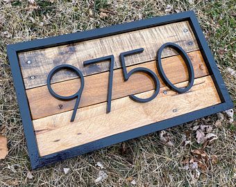 Rustic House Numbers Farmhouse Address Sign Modern House | Etsy House Number Ideas Outdoor, Farmhouse Address Sign, House Number Ideas, Rustic House Numbers, Modern House Numbers Sign, House Numbers Diy, Number Ideas, Pintura Exterior, Modern House Number