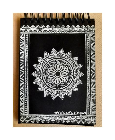 White Pen Art On Black Paper Mandala, White Mandala On Black Paper, White Pen Art, Mandala On Black Paper, Art On Black Paper, Black Sketchbook, Mandala Tutorial, Composition Drawing, Pen Painting