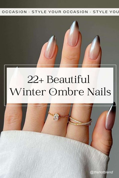 Nails coffin Gel X Nail Designs Almond French Tip, Sparkling Ombre Nails, Almond Nail Ideas Winter, Nails Ombre Christmas, Winter Nails 2023 Almond, Winter French Nails 2023 Trends, Ombre Nails Shellac, Cute Simple Nail Ideas Almond Shape, Black Nail With White Design