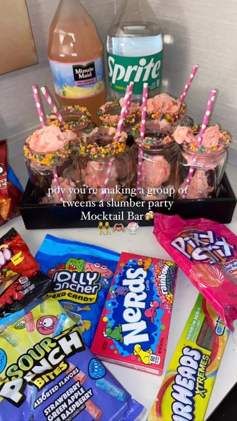 61K views · 11 reactions | pov you’re the COOL aunt 🍧💕 This was a cute & fun idea to bring the girls together. The shy ones, the boisterous ones & those in between can now have a new bonding tool 🍭🥂 💡SAVE if you’re a #girlmom 💕 #fyp #girlmoms #auntielife #girlmom #girlmomlife #girlmommy #diy #candymocktails #mocktail #candydrink #meangirlsparty #meangirlsmovie #meangirlstheme #tweenbirthdayparty #meangirlsbirthday | Asia✨ | Kelis · Milkshake Birthday Day Party Ideas, Birthday Party Idea For Girls 11th, Slumber Party Drinks, Sleepover Drink Ideas, 11th Birthday Sleepover Ideas, Things To Do At Bday Party, Turning 12 Birthday Ideas, 13th Birthday Party Food Ideas, Ideas For 11th Birthday Girl