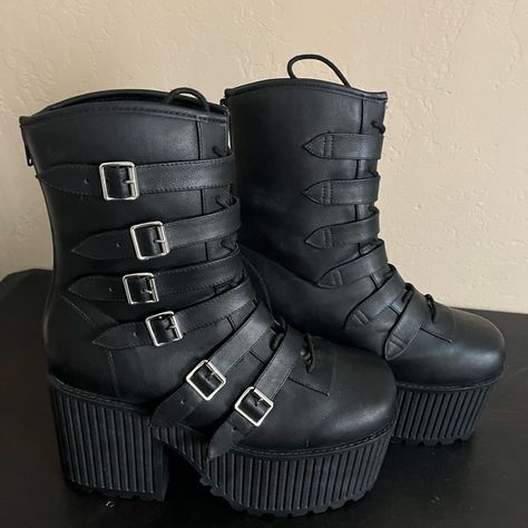 Black Platform Buckle Boots Hot Topic Shoes, Black Platform Boots, Buckle Boots, Black Platform, Platform Boots, Boot Shop, Hot Topic, Step Up, Your Style