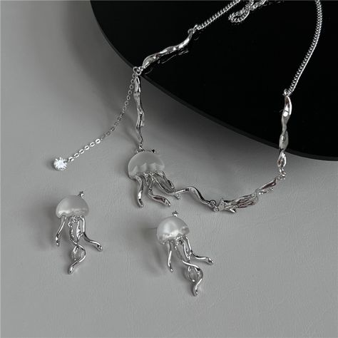 Floating Jellyfish, Jellyfish Jewelry, Jellyfish Necklace, Jewelry Earring, Body Chain Jewelry, Unisex Jewelry, Metal Style, Trendy Jewelry, Jewelry Party