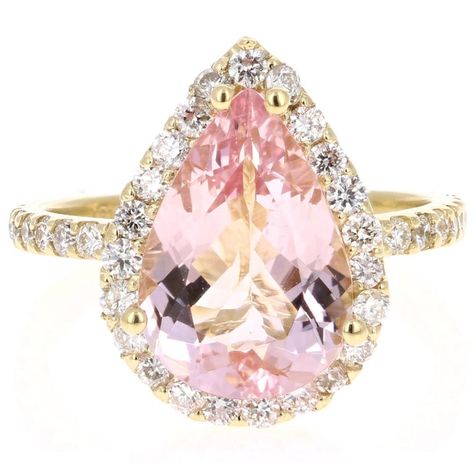 Morganite Ring White Gold, Pink Engagement, Pink Gold Rings, Pink Morganite Ring, Morganite Diamond Ring, Bluish Purple, Pink Engagement Ring, Solitaire Ring Set, Engagement Ring Pear